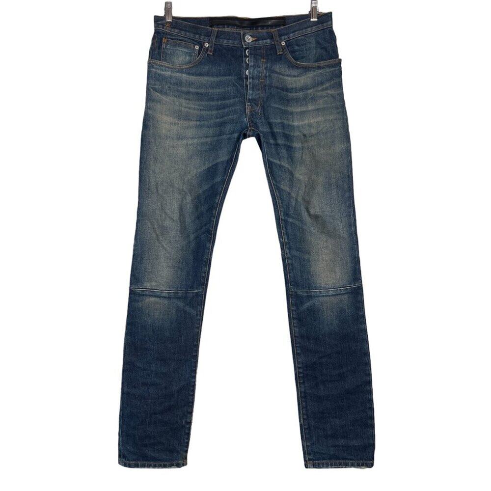 Ben Taverniti Unravel Project Straight Jeans Blue Distressed Button Fly 35x36
